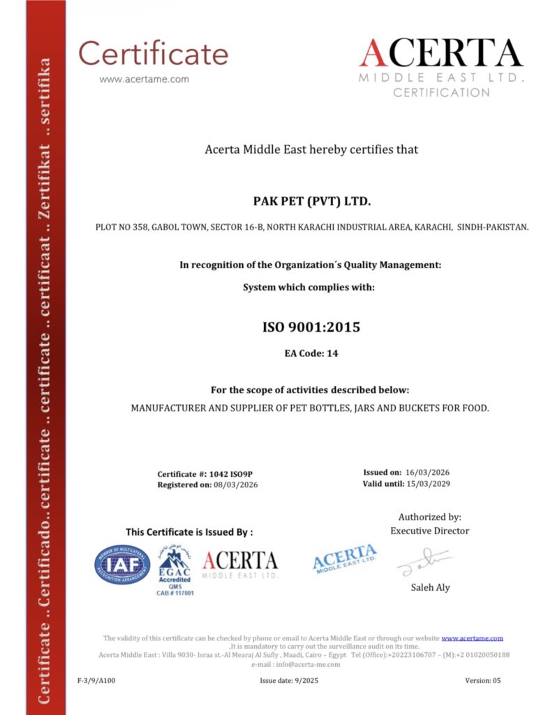 Pakpet ISO 9001:2015